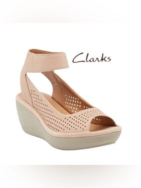 Wide Width! CLARKS Reedly Salene Suede Wedge, Size 9